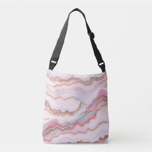 Sac Ajustable Marbre Agate Moderne Bleu Rose Collection Or