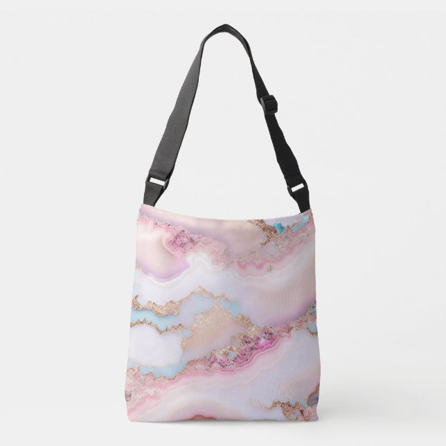Sac Ajustable Marbre Agate Populaire Blue Rose Gold Collection (Devant)