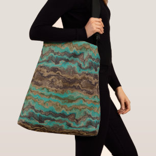 Sac Ajustable Marbre vert turquoise et marron Abstrait
