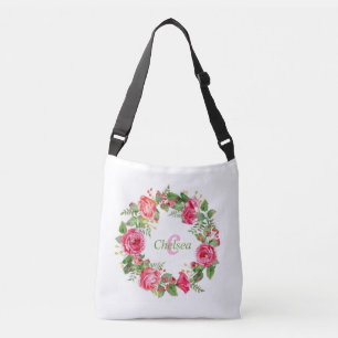 Sac Ajustable Mariage Fleurs Roses Monogramme 