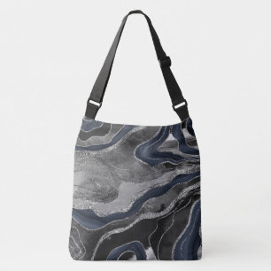 Sac Ajustable Marine Marbre noir Agate Parties scintillant argen