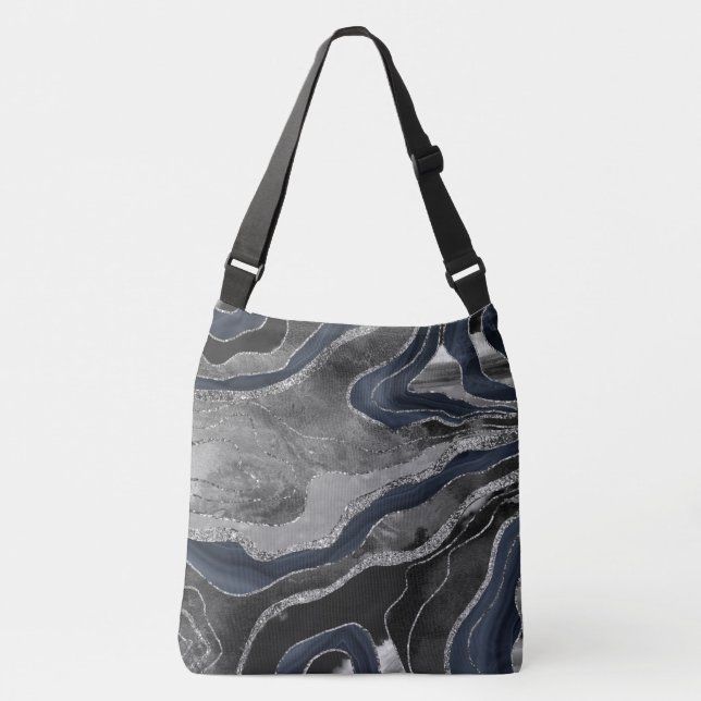 Sac Ajustable Marine Marbre noir Agate Parties scintillant argen (Devant)