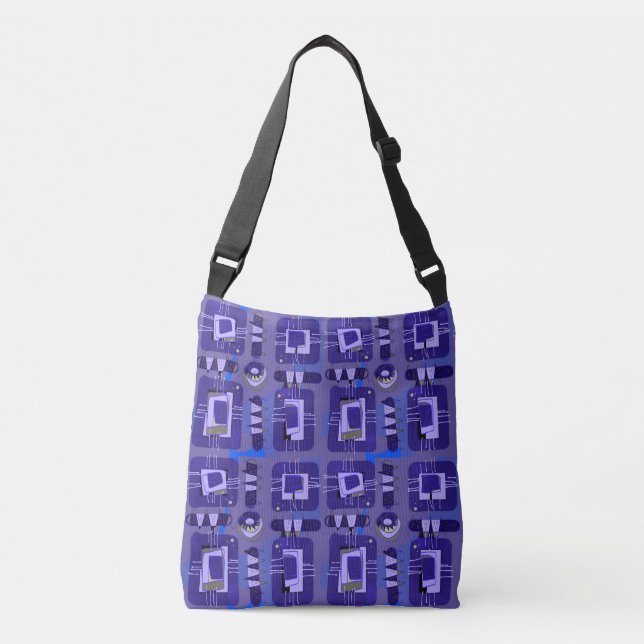 Sac Ajustable Matrice ethnique Abstraite - Olive bleu mauve (Devant)