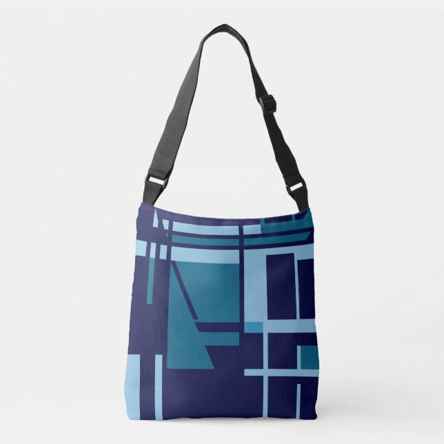 Sac Ajustable MCM Inspiré Turquoise Bleu clair sur Marine Abstra (Devant)