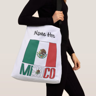 Sac Ajustable Mexique et drapeau mexicain avec votre nom Crossbo