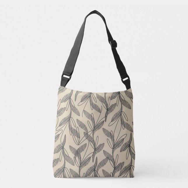 Sac Ajustable Mi-siècle Moderne Rétro Botanique Gris Beige (Devant)