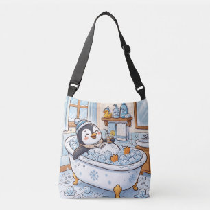 Sac Ajustable Mignon dessin animé pingouin heureux prenant un ba