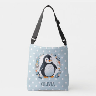 Sac Ajustable Mignon manchot de dessin animé et fleurs