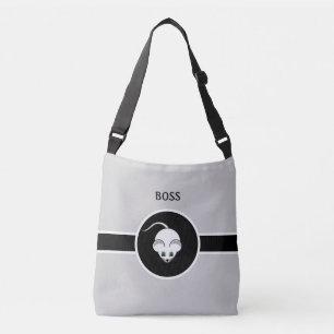 Sac Ajustable Mignonne souris blanche et calligraphie sur gris c