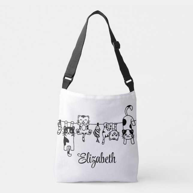 Sac Ajustable Mignons Chatons Suspendus Nom Personnalisé (Devant)