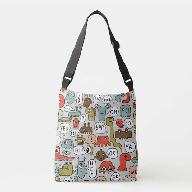 Sac Ajustable Mignons monstres de dessin : Arrière - plan sans c (Devant)