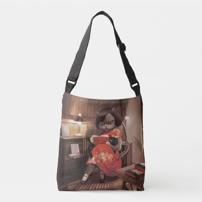 Sac Ajustable Miss Meow - Heure Vintage de lecture de chats (Devant)