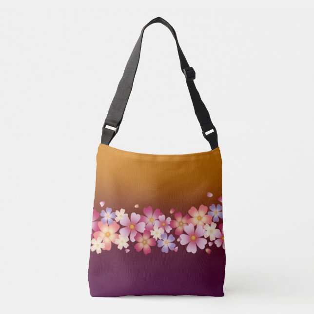 Sac Ajustable Mixte Sakura Blossoms Kimono Style Bourgogne & Or (Devant)