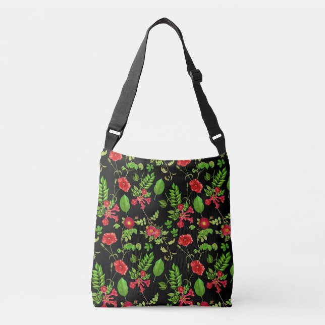 Sac Ajustable Modèle de pâquerettes rouges avec feuilles (Devant)