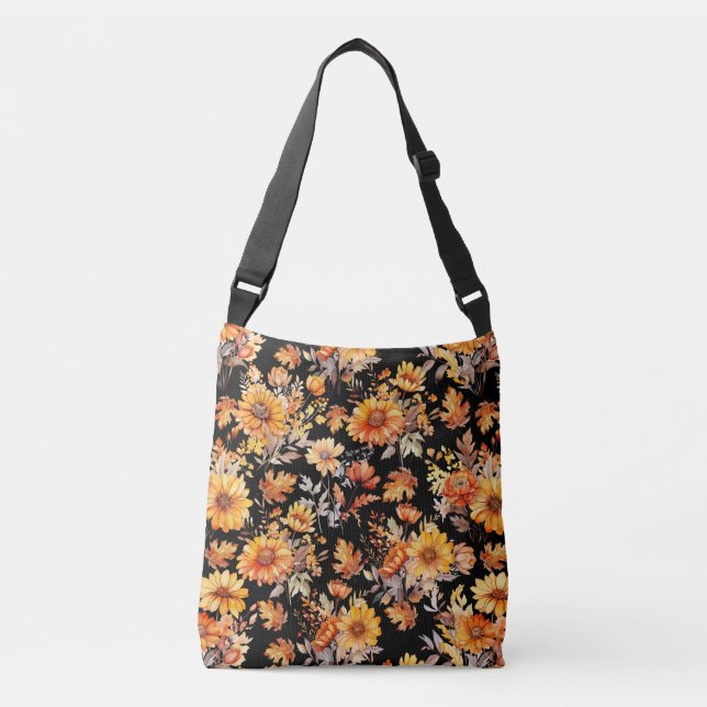 Sac Ajustable Modèle floral d'automne B01 BG noir (Devant)