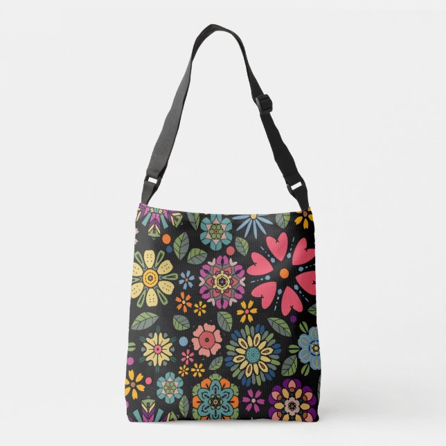 Sac Ajustable Modern Retro Floral Drawing Seamless Pattern Art (Dos)