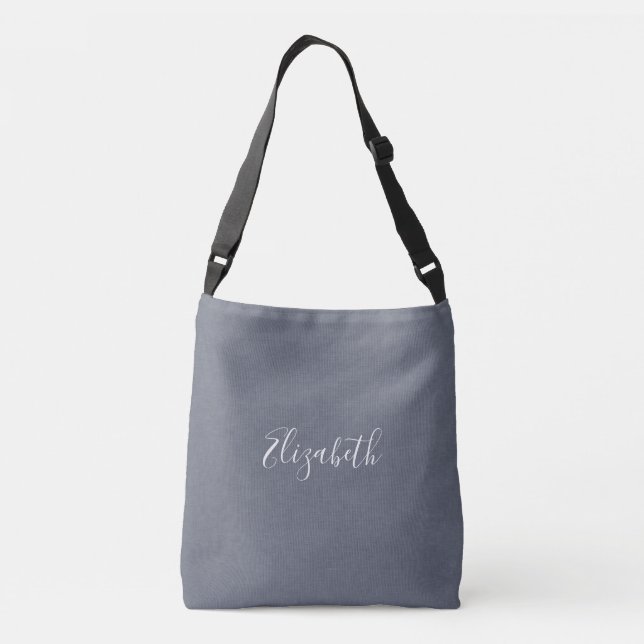 Sac Ajustable Moderne Élégant Faux Lin Bleu Gris (Dos)