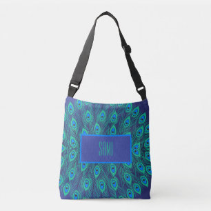 SAC AJUSTABLE MODERNE MODERNE BLEU VERT STYLISÉ PEACOCK FEATHERS