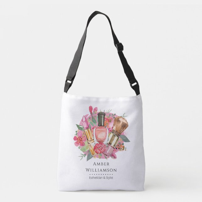 Sac Ajustable Moderne rose Aquarelle Maquillage Artiste Girly Ch (Dos)