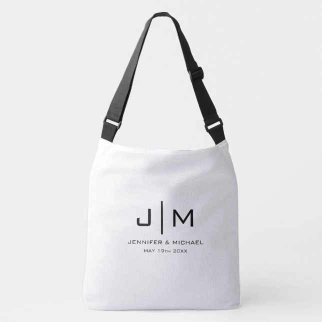 Sac Ajustable Moderne simple Monogramme Mariage Couple Large (Devant)
