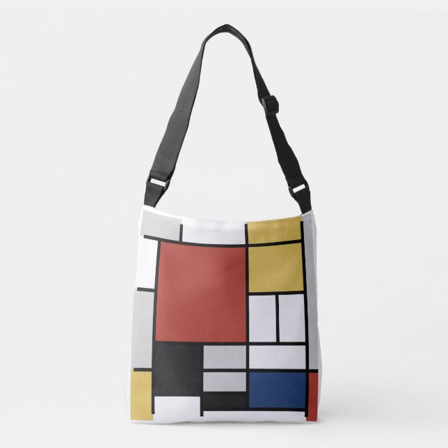 Sac Ajustable Mondrian Peinture Rouge Plane Jaune Noir Gris Bleu (Devant)