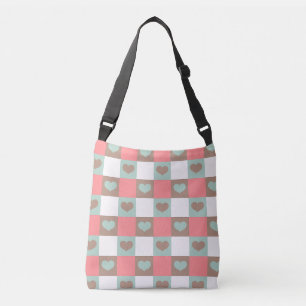 Sac Ajustable Monnaie rousse À damiers coeur