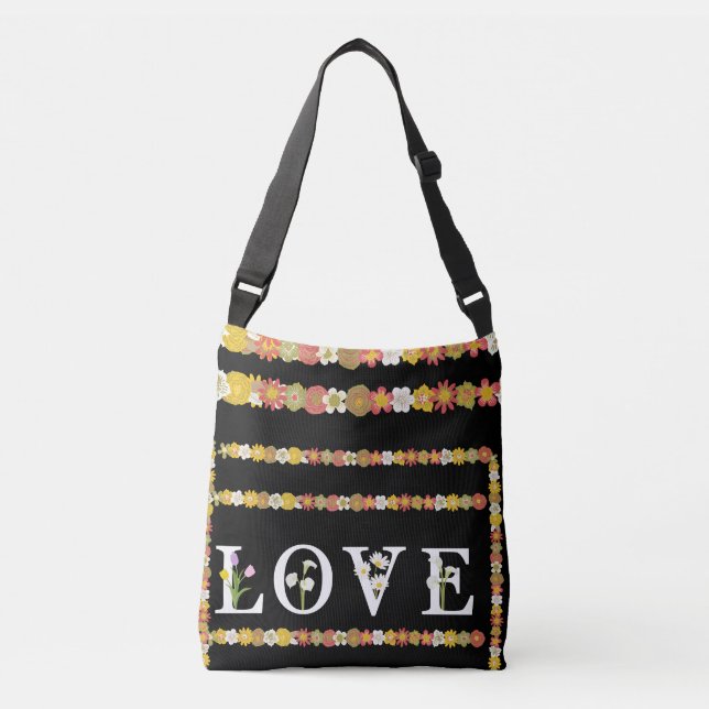 Sac Ajustable  Monogram Rustique Daisy Floral Amour  (Devant)