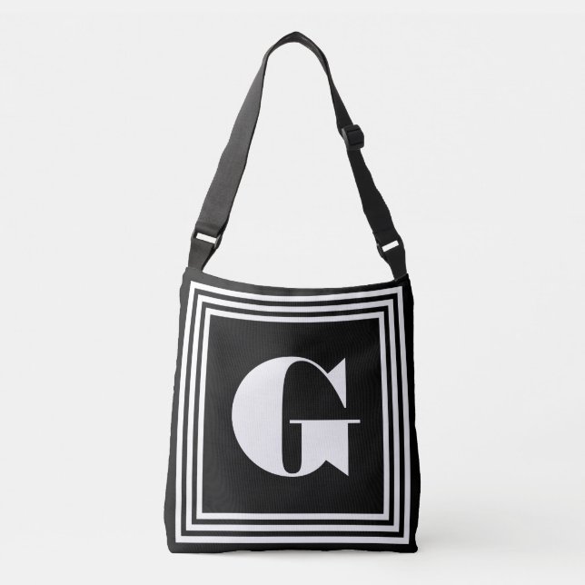 Sac Ajustable Monogramme Cadre Gras 3 | Noir & Blanc (Devant)