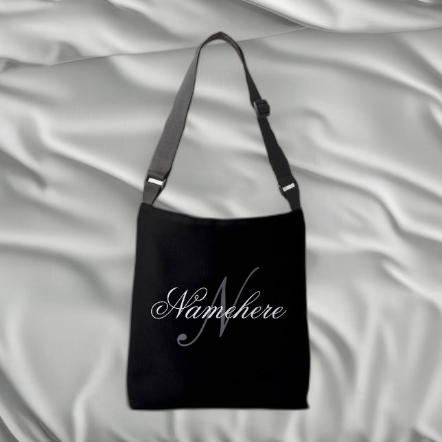 Sac Ajustable Monogramme de nom noir et blanc personnalisé uniqu (Créateur téléchargé)
