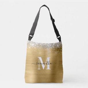 Sac Ajustable Monogramme de signature argent paillettes feuille