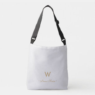 Sac Ajustable Monogramme de style moderne gris clair or