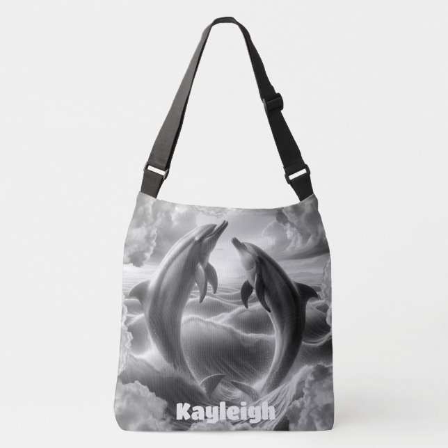 Sac Ajustable Monogramme Dolphins noir et blanc Océan | (Devant)
