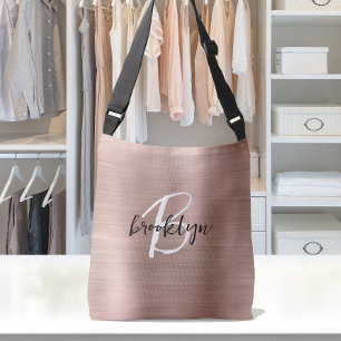 Sac Ajustable Monogramme écriture Métal brossé Or Rose 