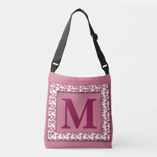 Sac Ajustable Monogramme et Coeurs personnalisés (Devant)