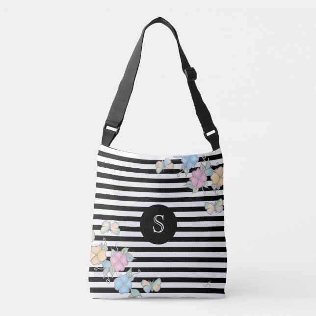 Sac Ajustable Monogramme floral papillonNoir (Devant)