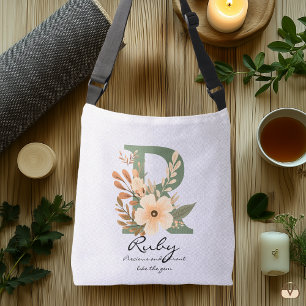 Sac Ajustable Monogramme floral R – Initiale botanique élégante