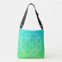 Monogramme géométrique cool | Ombre Vert bleu et c