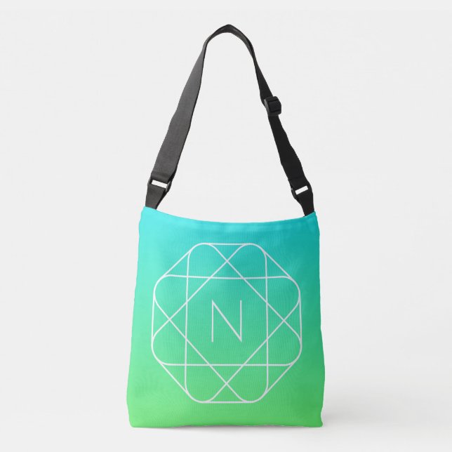 Sac Ajustable Monogramme géométrique cool | Ombre Vert bleu et c (Devant)