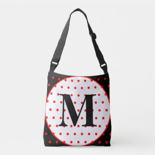 Sac Ajustable Monogramme Géométrique Noir rouge Pois
