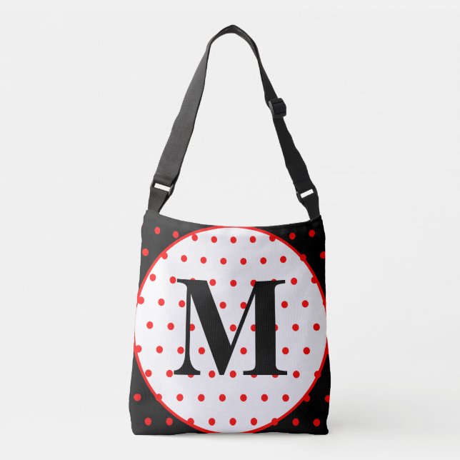 Sac Ajustable Monogramme Géométrique Noir rouge Pois (Devant)