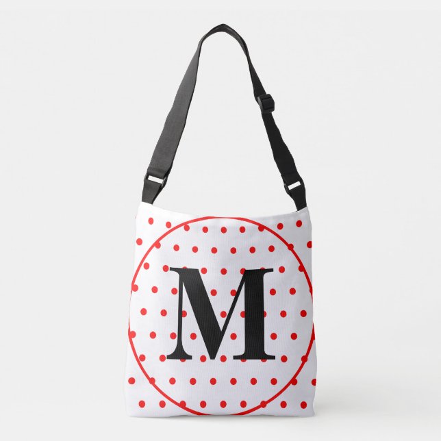 Sac Ajustable Monogramme Géométrique Pois rouges blancs (Devant)