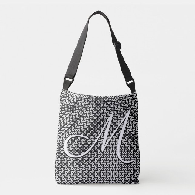 Sac Ajustable Monogramme initial géométrique noir et blanc (Devant)