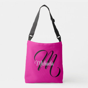 Sac Ajustable Monogramme initial minimaliste moderne nom rose ch
