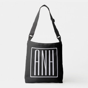 Sac Ajustable Monogramme Initiales 3 Moderne Gras Blanc Sur No