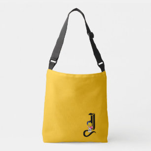 Sac Ajustable Monogramme J Floral Jaune doré