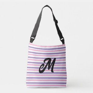 Sac Ajustable Monogramme Lilas Rose Blanc Rayures