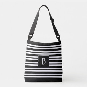 Sac Ajustable Monogramme moderne Motif noir et blanc initial
