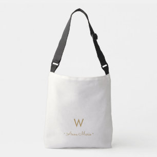 Sac Ajustable Monogramme Moderne Or Écriture Script