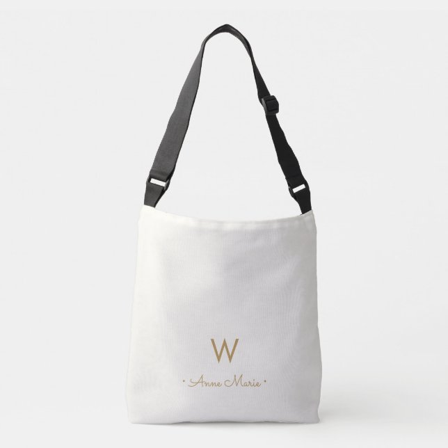 Sac Ajustable Monogramme Moderne Or Écriture Script (Devant)