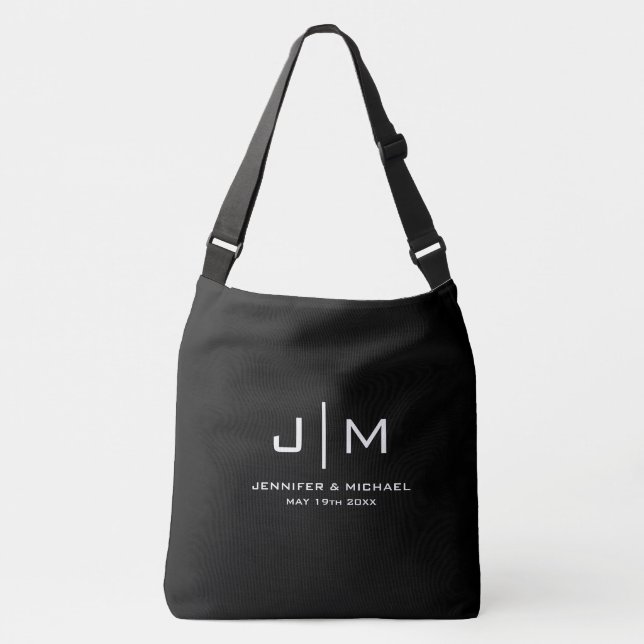Sac Ajustable Monogramme moderne personnalisé Mariage Couple Gra (Devant)